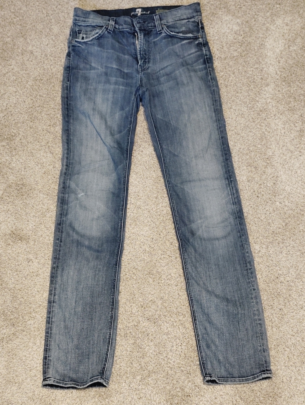 7 For All Mankind Skinny Jeans in Washed Blue